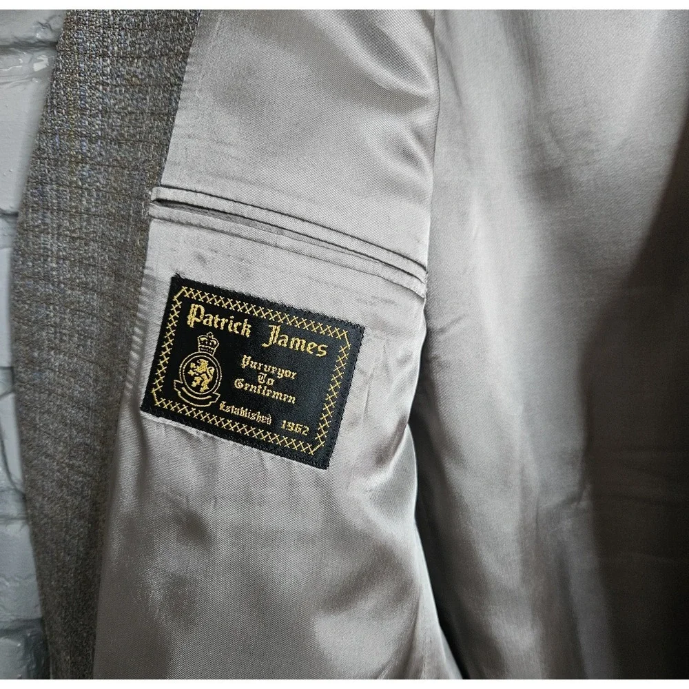 Patrick James Men's Suit Jacket Blazer Sport Coat Wool Linen Silk Tan‎ Size 44R